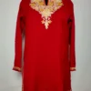 Nurain Short Kashmiri Maroon Summer Cool Cotton Kurti with Aari Embroidery