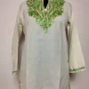 Farheen Short Kashmiri White Summer Cool Cotton Kurti with Aari Embroidery