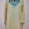 Cream Short Kashmiri Sehar Summer Cool Cotton Kurti with Aari Embroidery