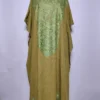 Nighat Kashmiri Long Crush Cotton Brown Kaftan with Aari Embroidery