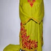Shifat Olive Green Kashmiri Long Cotton Co-ord Set with Aari Embroidery