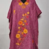 Kashmiri Purple Short Crush Cotton Kaftan with Shabnum Aari Embroidery