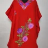 Kashmiri Maroon Short Crush Cotton Kaftan Gulban with Aari Embroidery