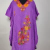 Firdousi Kashmiri Short Violet Crush Cotton Kaftan with Aari Embroidery
