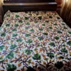 Kashmiri Cotton Bed Cover 5 Piece Set With Crewel Embroidery | Green Chinar Leaves