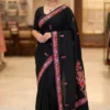 Nazmeen Black Kashmiri Georgette Saree with Aari Embroidery