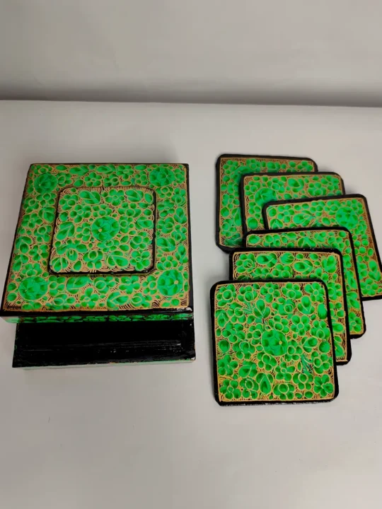 Naqsh-e-Raunaq Kashmiri Square Coaster Box with Paper Machie Work