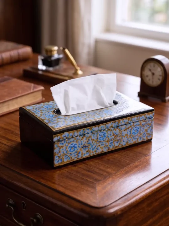 Kashmiri Tissue Box with Mehrangez Floral Paper Machie Work