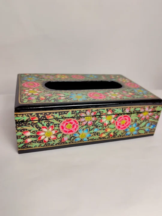 Rangaafreen Kashmiri Tissue Box with Floral Paper Machie Work