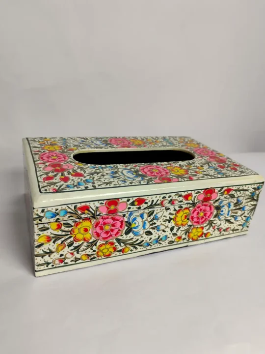Mahir Kashmiri Tissue Box with Floral Paper Machie Work