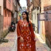 Ziyan Kashmiri Pheran in Rustic Orange Cashmilon Wool with Aari Embroidery