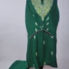 Green Kashmiri Summer Cool Cotton Kurti Set With Sabeen Hand Sozni Embroidery