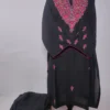 Kashmiri Summer Cool Cotton Black Kurti Set With Hand Sozni Embroidery Ruksan
