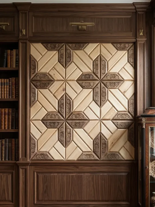 Naqsh Handmade Kashmiri Wooden Wall Tiles (12” x 12”) – Walnut & Pine Craftsmanship - Set of 10