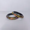 Baby Pair of Bangles in Floral Paper Mache - Kashmiri Chooriya in Black