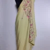 Pastel Yellow Kashmiri Saree in Crepe Mehr-e-Bahar with Hand Sozni Embroidery