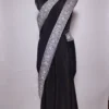 Saree in Black Crepe with Tilla Embroidery