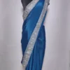 Tilla Embroidered Blue Saree in Crepe
