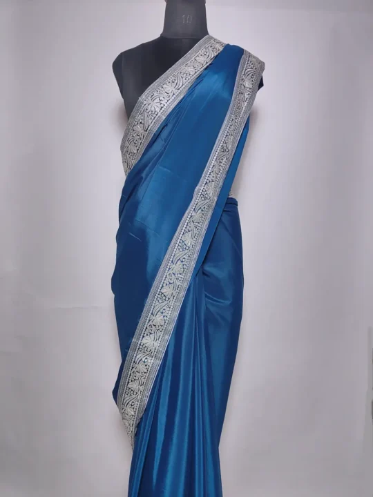 Tilla Embroidered Blue Saree in Crepe