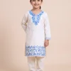 Kashmiri Kurta Set for Kids in White Cotton with Aari Work for 6-7 years