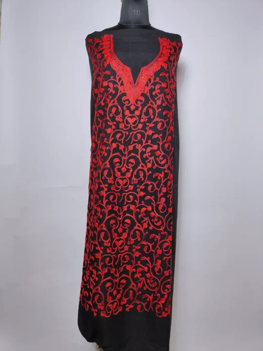 Kashmiri Gulnaz 2pc Suit in Back Crush Cotton Afreen with Aari Embroidery