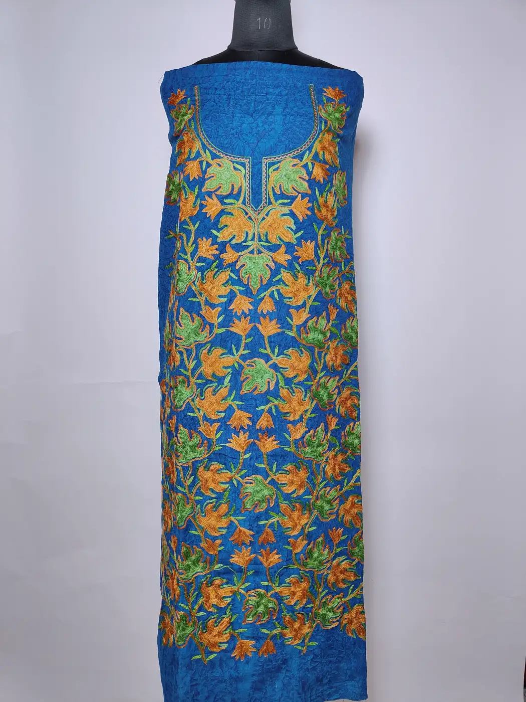 Kashmiri 2pc Suit Noor in Blue Crush Cotton Afreen with Chinari Aari Embroidery