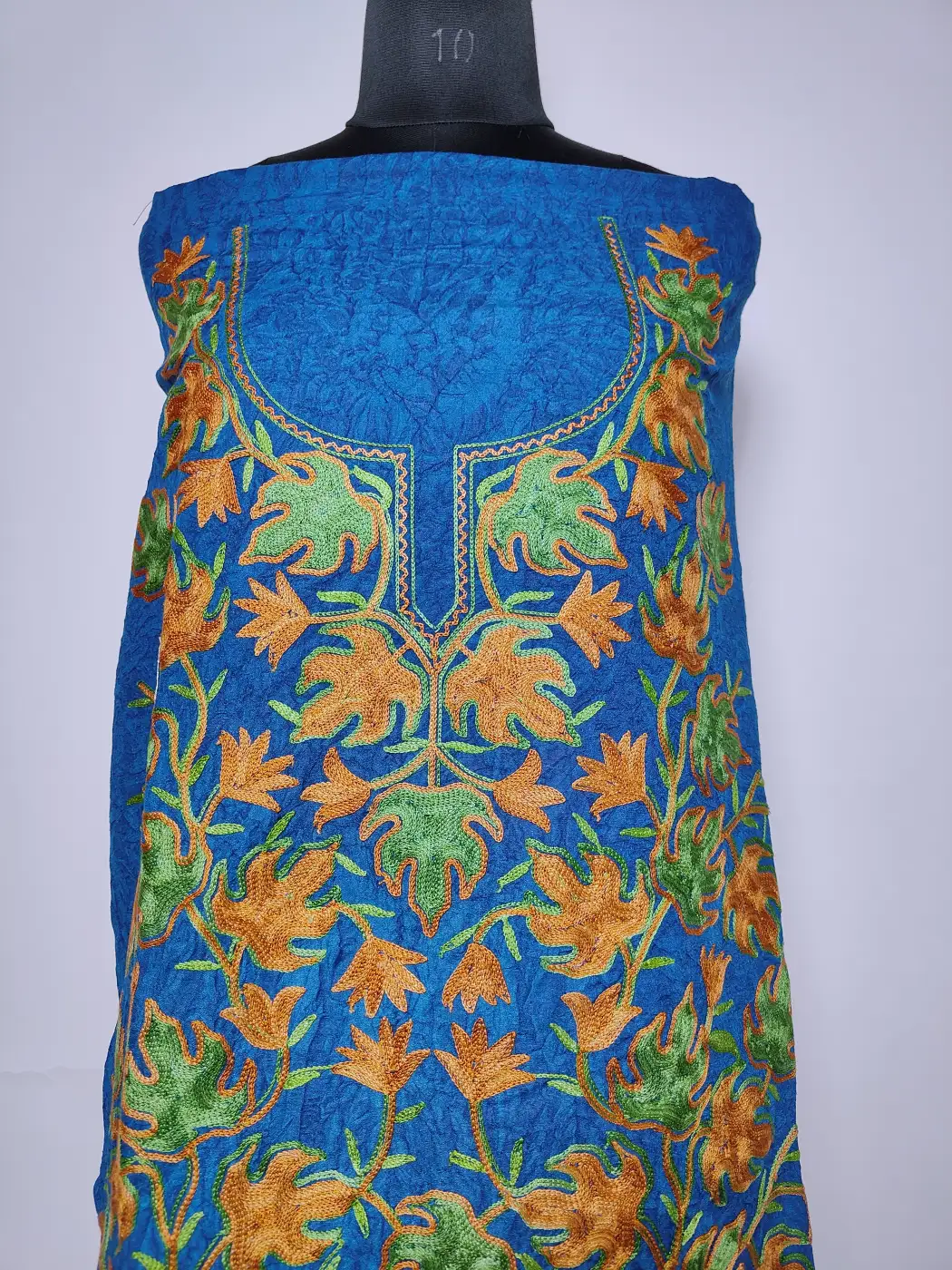 Kashmiri 2pc Suit Noor in Blue Crush Cotton Afreen with Chinari Aari Embroidery - Image 2