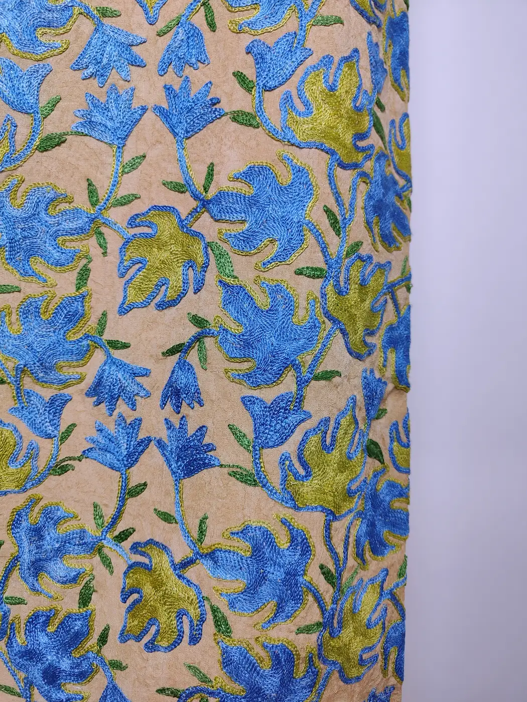 Kashmiri 2pc Rivayat Suit in Beige Crush Cotton Afreen with Chinari Aari Embroidery - Image 3