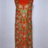 Gulistan 2pc Kashmiri Suit in Red Crush Cotton Bahaar with Chinari Aari Embroidery