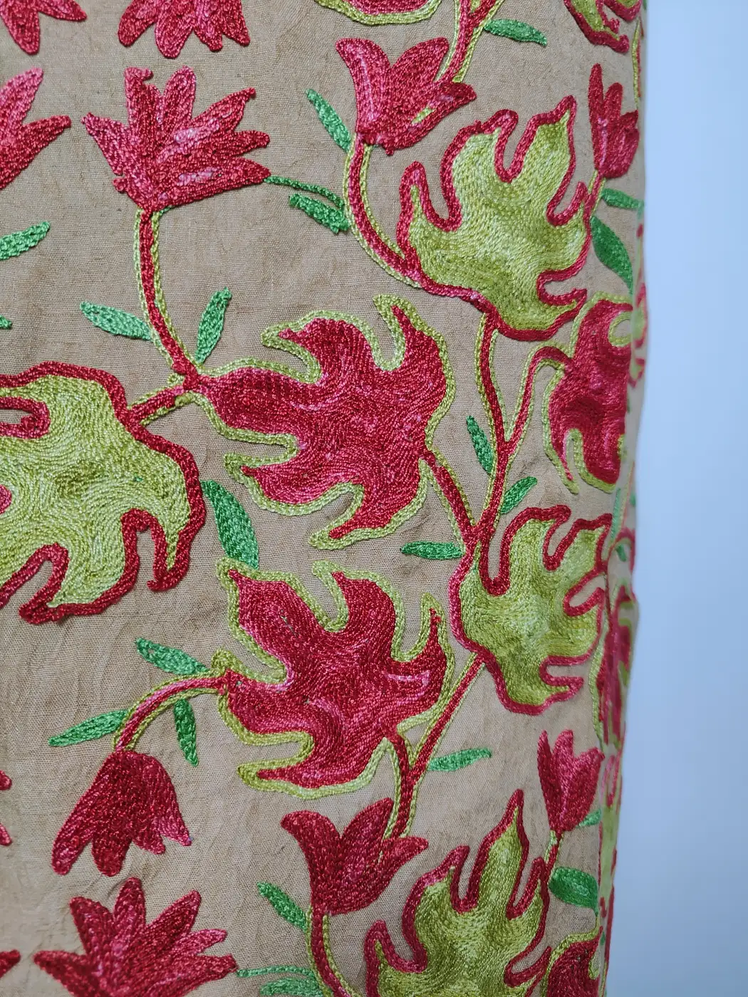 Beige 2pc Kashmiri Suit Crush Cotton Bahaar with Chinari Aari Embroidery Gulfam - Image 3