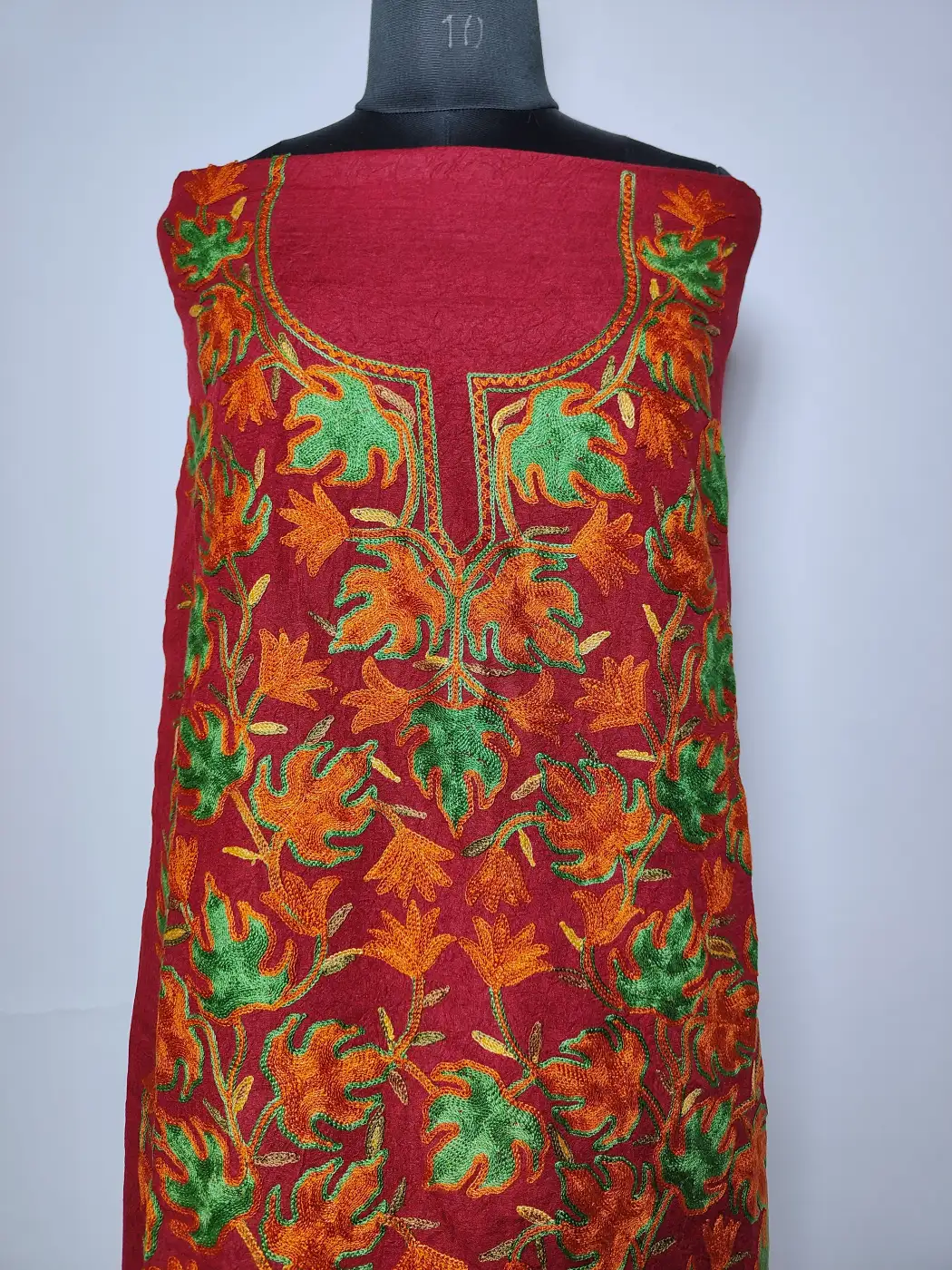 Nigah 2pc Kashmiri Suit in Maroon Crush Cotton with Chinari Aari Embroidery - Image 2