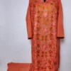 Rustic Orange Kashmiri Kurti Set in Chinar-i-mehk  Crush Cotton with Aari Embroidery