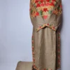Beige Kurti Set in Rayon Cotton with Front Back Aari Work
