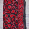 Black Georgette Kashmiri Saree with Chinari red Aari Embroidery