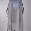 Long Cream Kashmiri Kaftan in Georgette with Aari Work Iffat