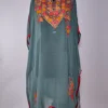 Green Long Kashmiri Kaftan in Georgette with Aari Embroidery