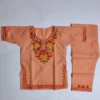 Peach Kashmiri Kurta Set for Kids in Cotton with Aari Embroidery