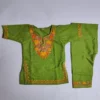 Kashmiri Kurta Set in Green for Girls in Cotton with Aari Embroidery