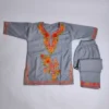 Kashmiri Kids Kurta Set in Grey Cotton with Aari Embroidery