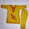 Mustard Kashmiri Kurta Set for Girls Cotton with Aari Embroidery
