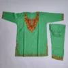 Kashmiri Kurta Set for Girls in Pine Green Cotton with Aari Embroidery