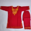 Red Kashmiri Kurta Set for Girls in Cotton with Aari Embroidery