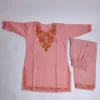 Pink Kashmiri Kurta Set for Girls in Cotton with Aari Embroidery