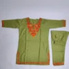 Firdaus Kashmiri Kurta Set for Girls in Green Cotton with Aari Embroidery (5-6 years)