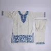 White Kashmiri Kurta Set for Girls in Cotton with border Aari Embroidery