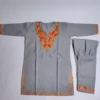 Grey Kashmiri Kurta Set for Kids in Cotton with Aari Work