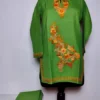 Fern Green Kashmiri Kurta Set for Kids in Cotton with Aari Work
