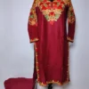 Maroon Kurti Set in Rayon Cotton with Aari Embroidery