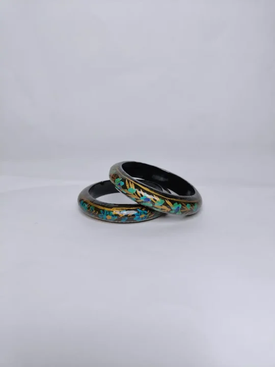 Pair of Baby Bangles from Kashmir with Floral Paper Machie