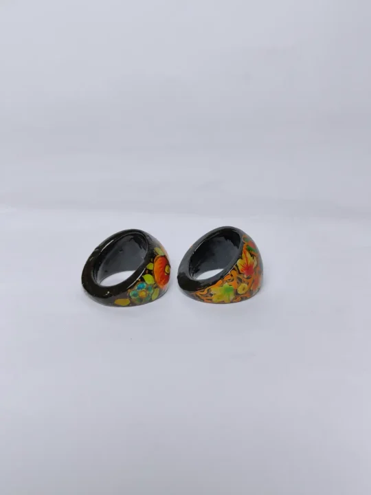 Kashmiri Pair of Ring with Floral Paper Machie